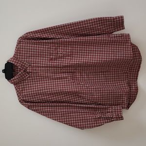 Siegfried Red, Blue, and Cream Plaid Button Down Shirt, Size Large
